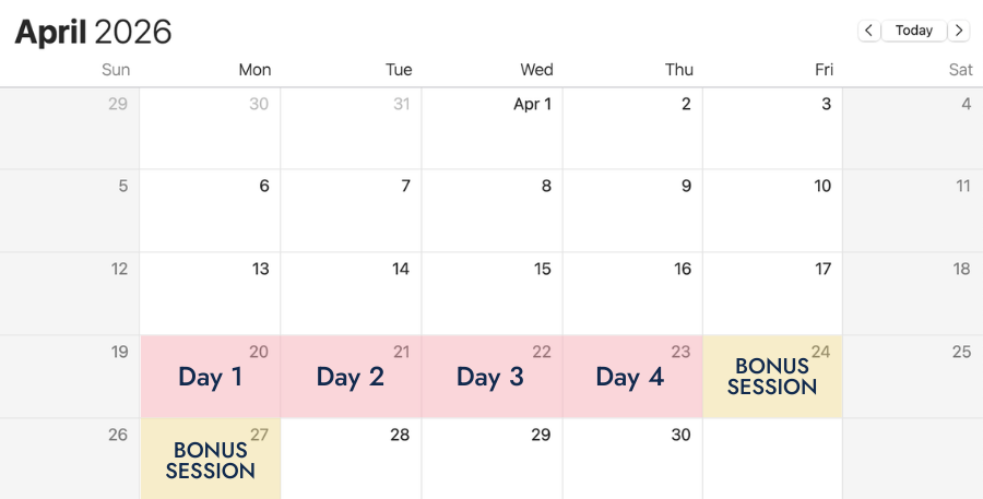 Mic Drop - Bootcamp Calendar Graphic - April 2026