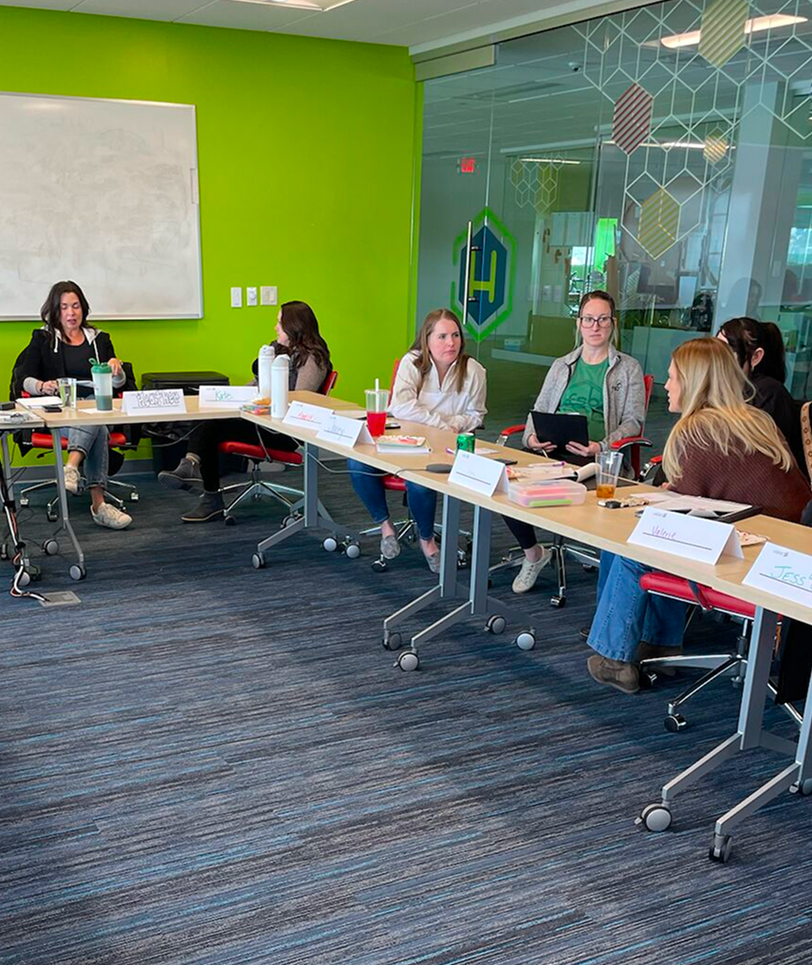 Women speakers networking at event